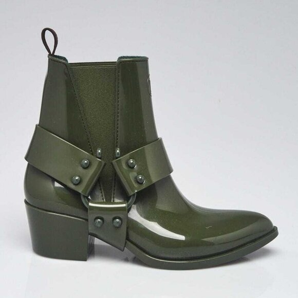 Louis Vuitton Green Rubber Rhapsody Ankle Boots Size 6.5/37 - Picture 4 of 5